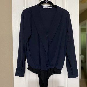 Justfab Black polyester long sleeve blouse/bodysuit Size Medium